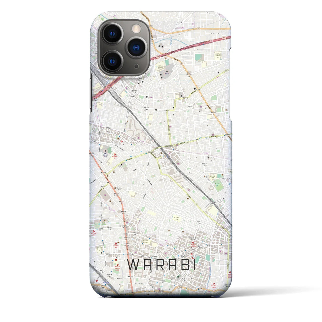 【蕨(埼玉県)】地図柄iPhoneケース(バックカバータイプ)
