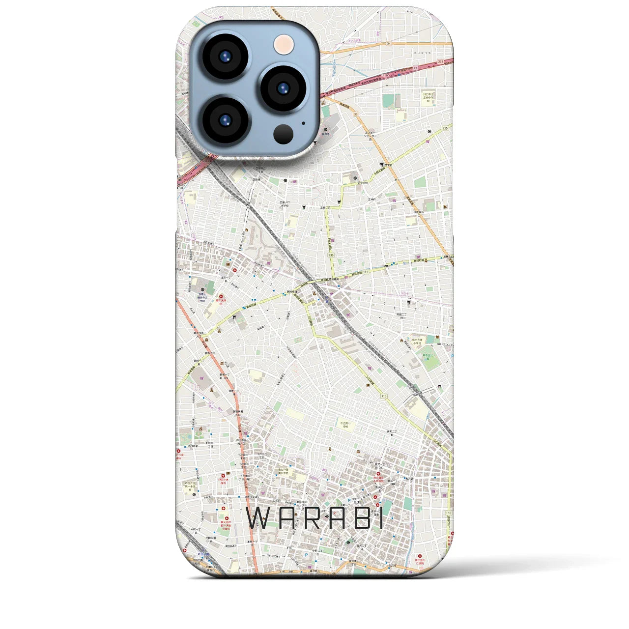 【蕨(埼玉県)】地図柄iPhoneケース(バックカバータイプ)