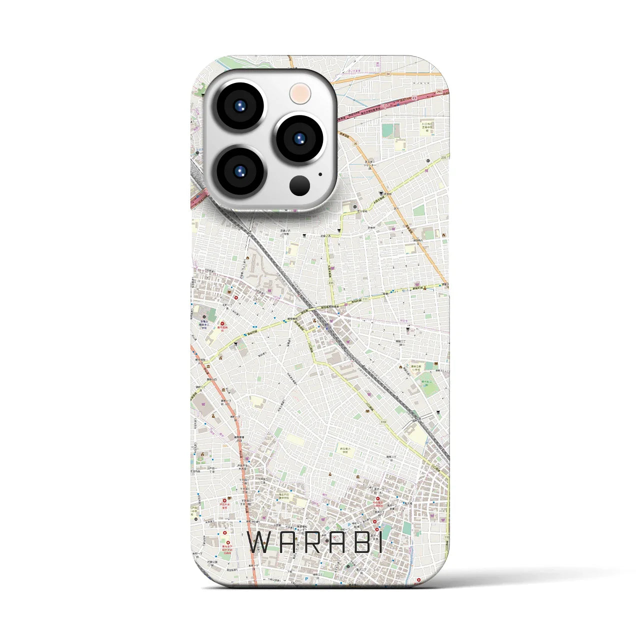 【蕨(埼玉県)】地図柄iPhoneケース(バックカバータイプ)