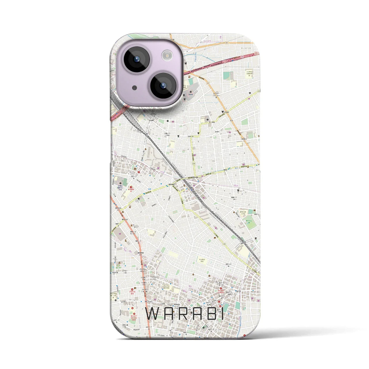 【蕨(埼玉県)】地図柄iPhoneケース(バックカバータイプ)
