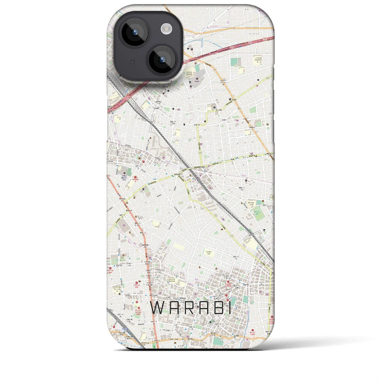 【蕨(埼玉県)】地図柄iPhoneケース(バックカバータイプ)