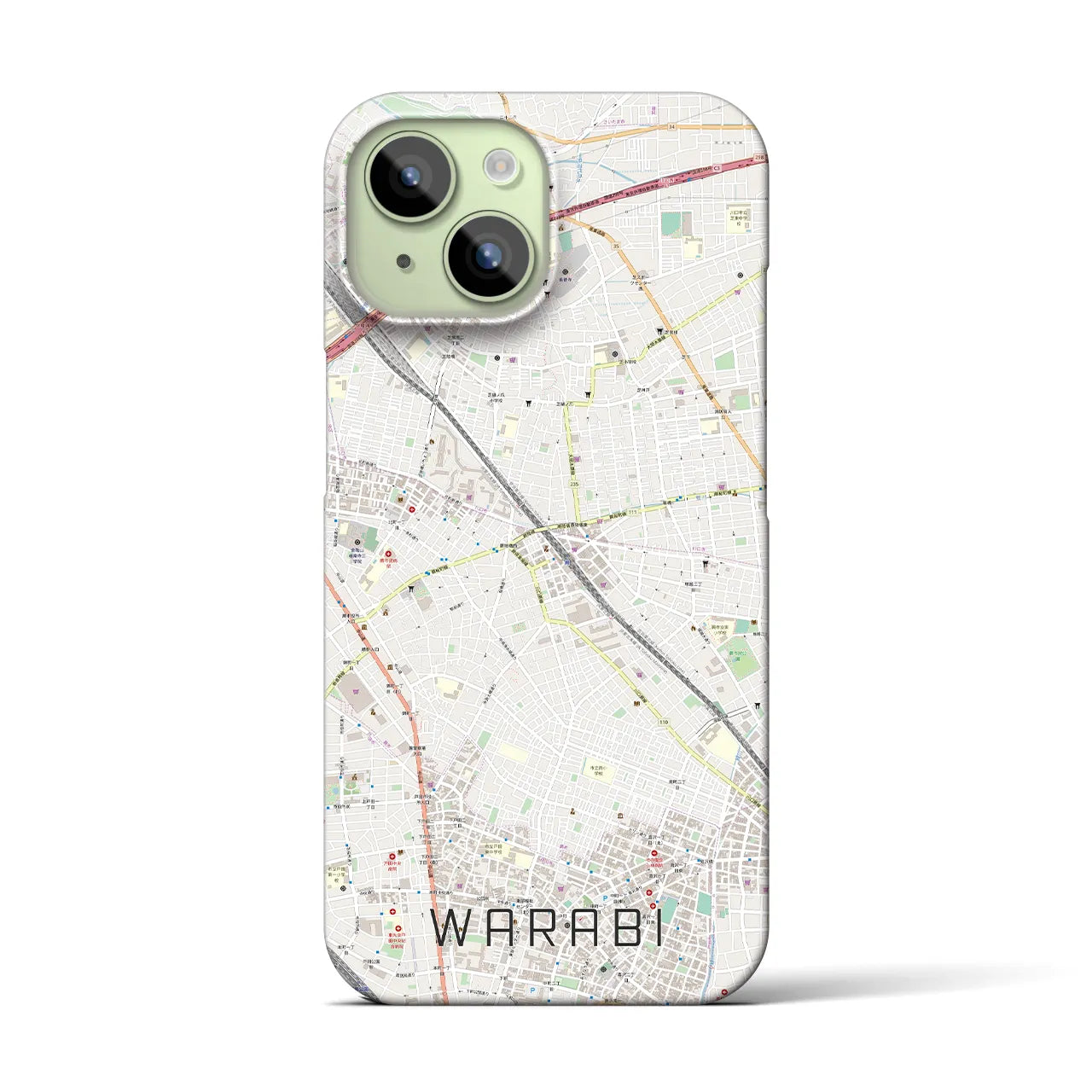 【蕨(埼玉県)】地図柄iPhoneケース(バックカバータイプ)