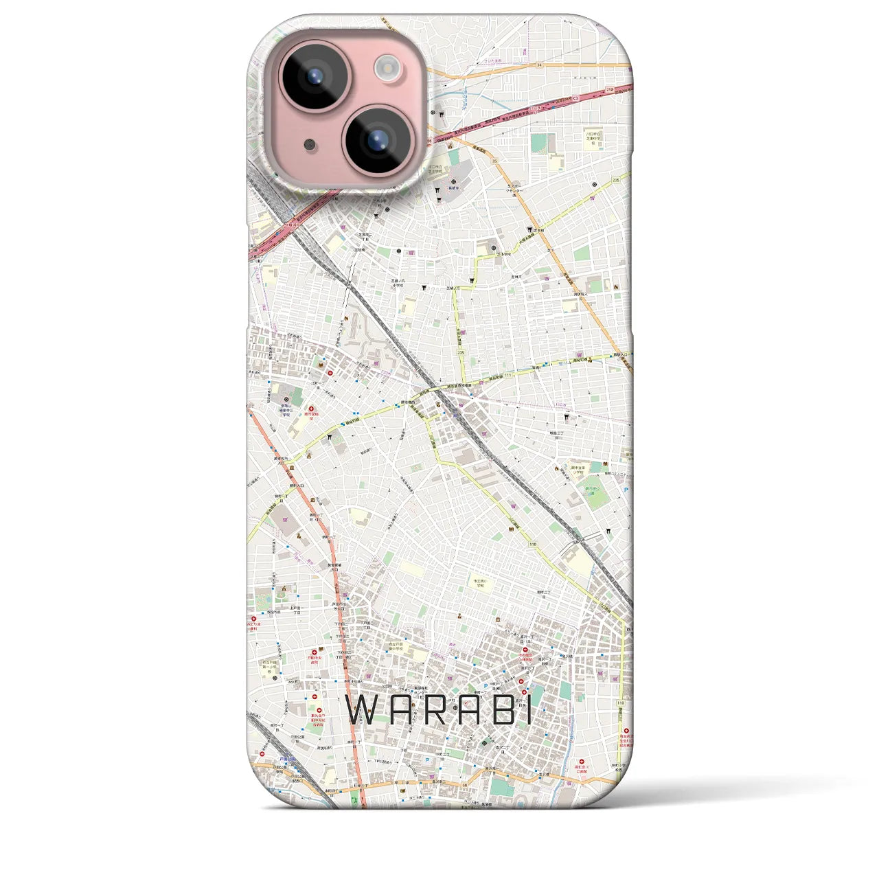 【蕨(埼玉県)】地図柄iPhoneケース(バックカバータイプ)