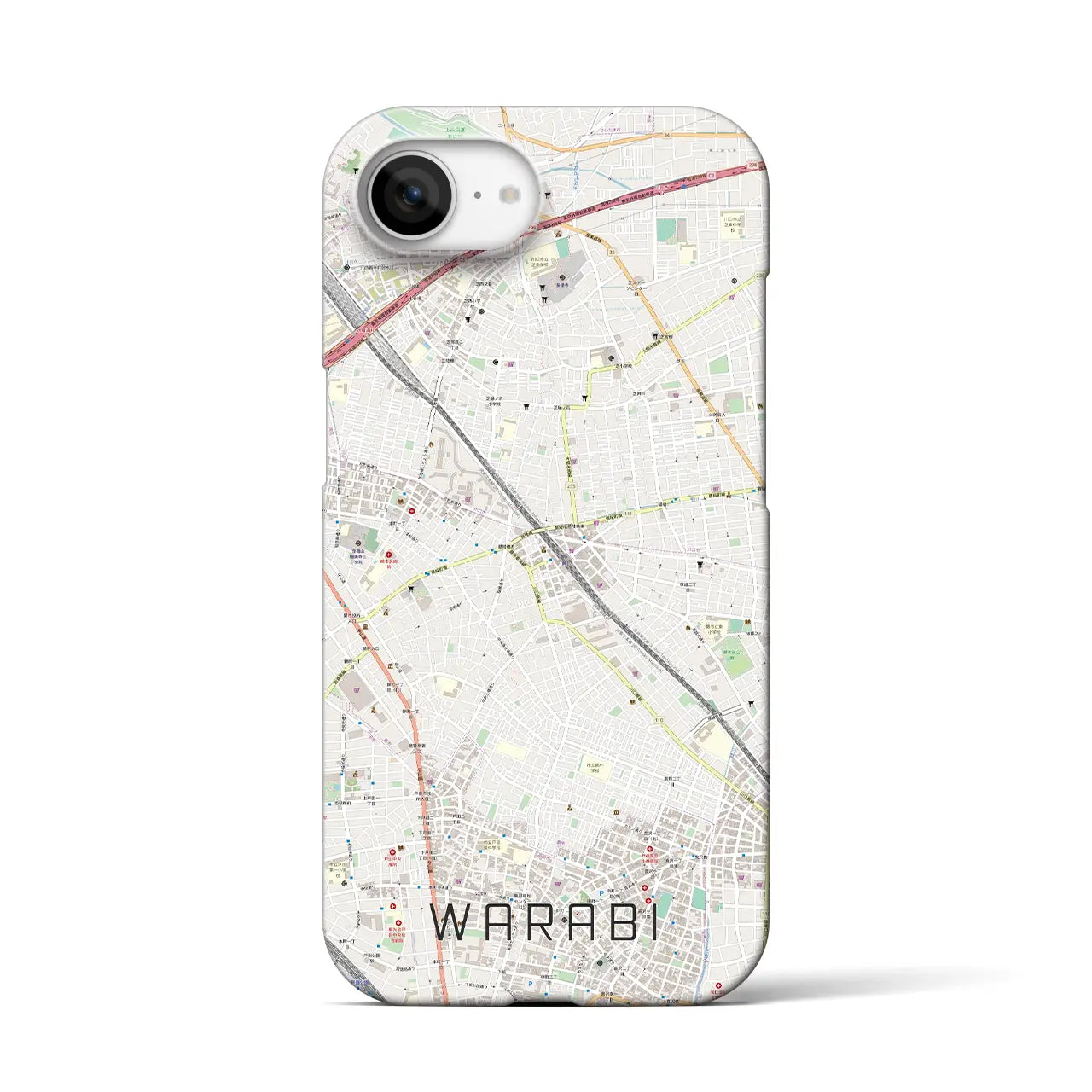 【蕨(埼玉県)】地図柄iPhoneケース(バックカバータイプ)