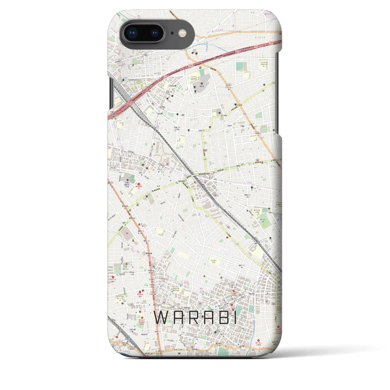 【蕨(埼玉県)】地図柄iPhoneケース(バックカバータイプ)