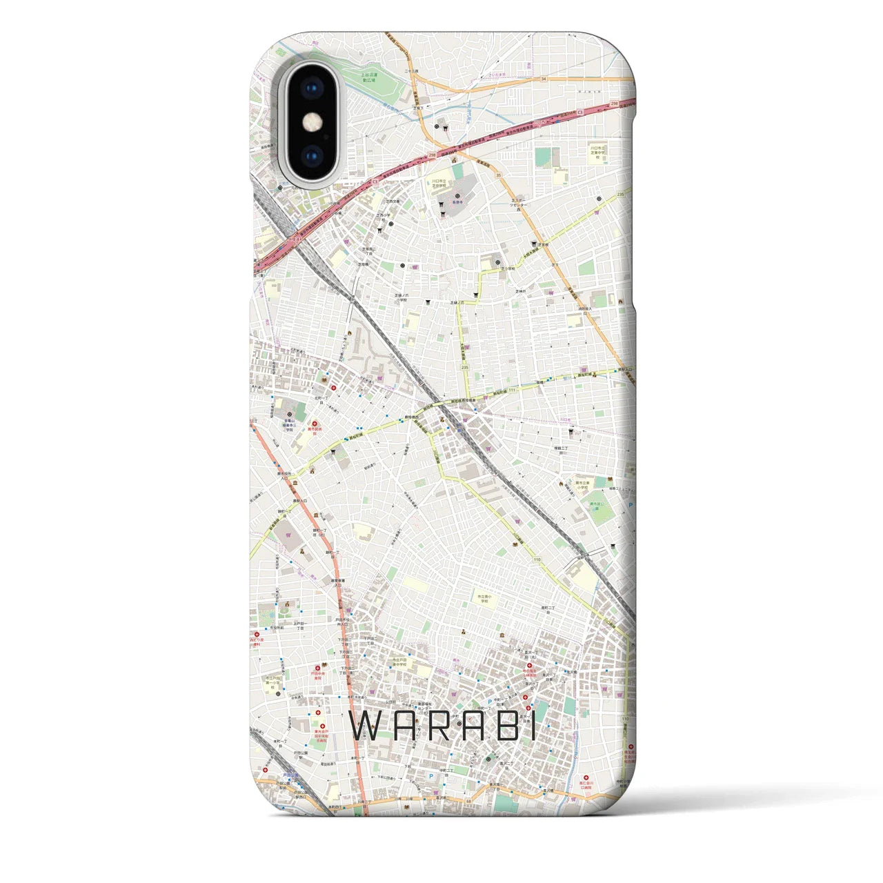 【蕨(埼玉県)】地図柄iPhoneケース(バックカバータイプ)