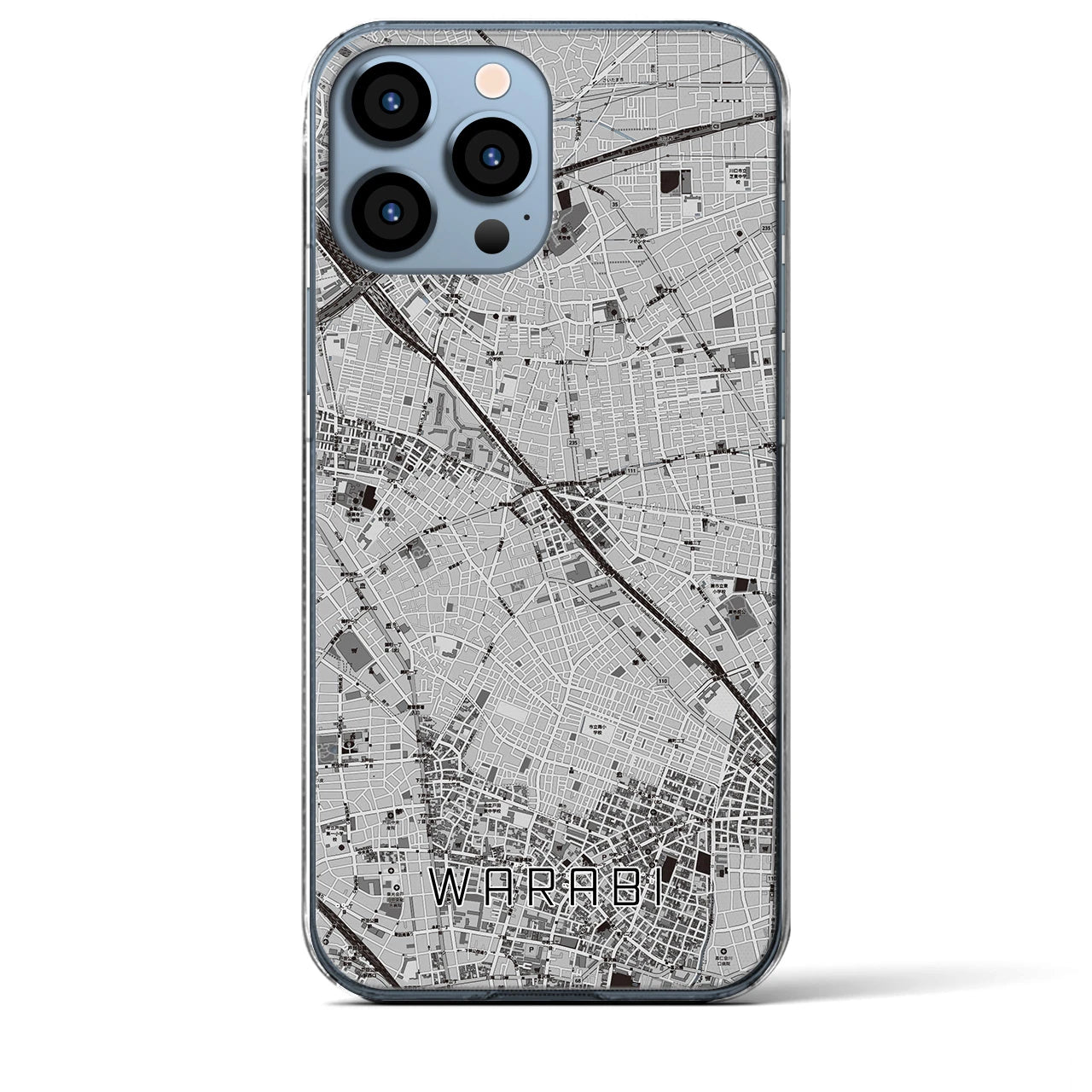 【蕨(埼玉県)】地図柄iPhoneケース(クリアタイプ)