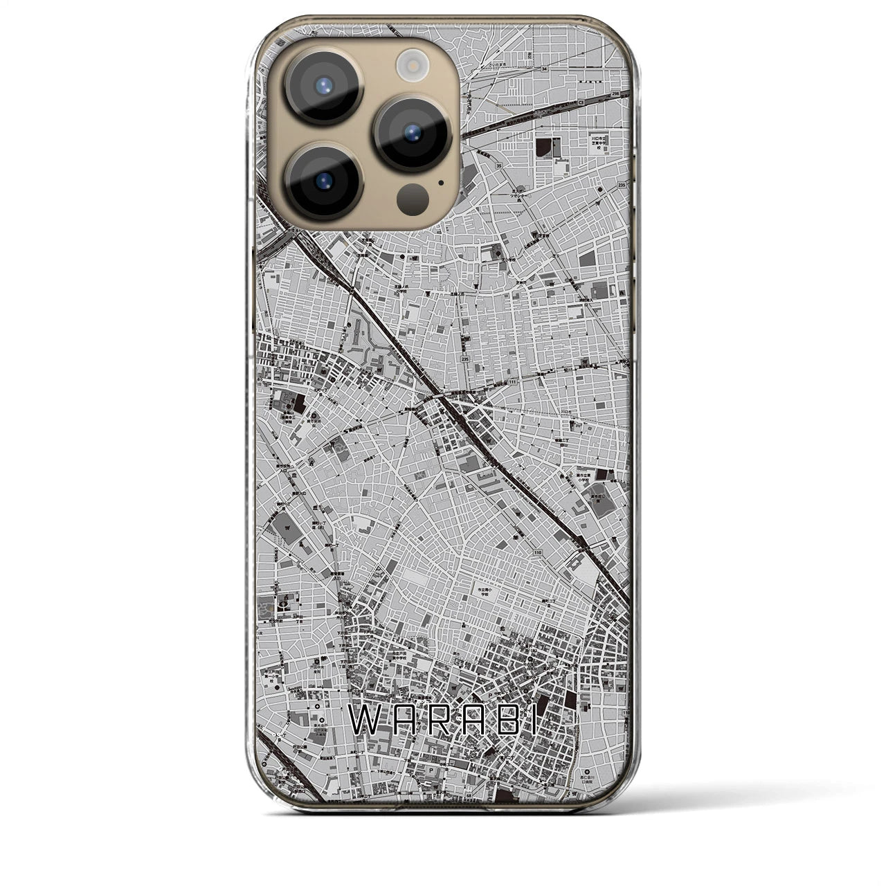 【蕨(埼玉県)】地図柄iPhoneケース(クリアタイプ)