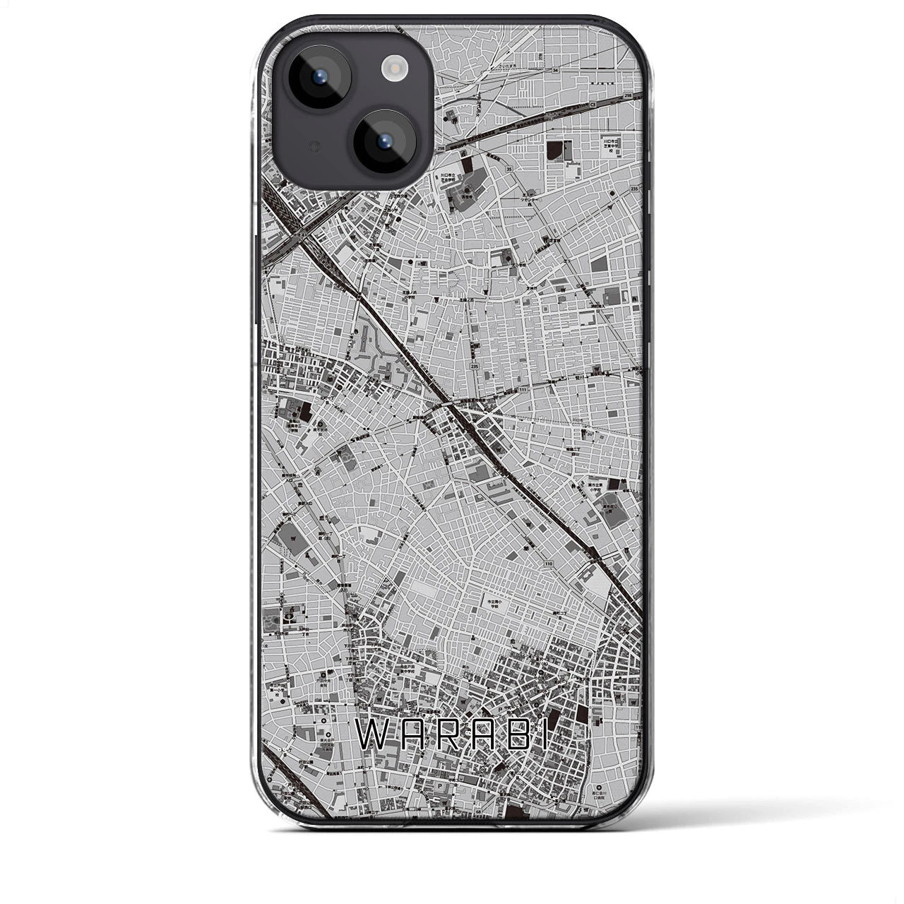 【蕨(埼玉県)】地図柄iPhoneケース(クリアタイプ)