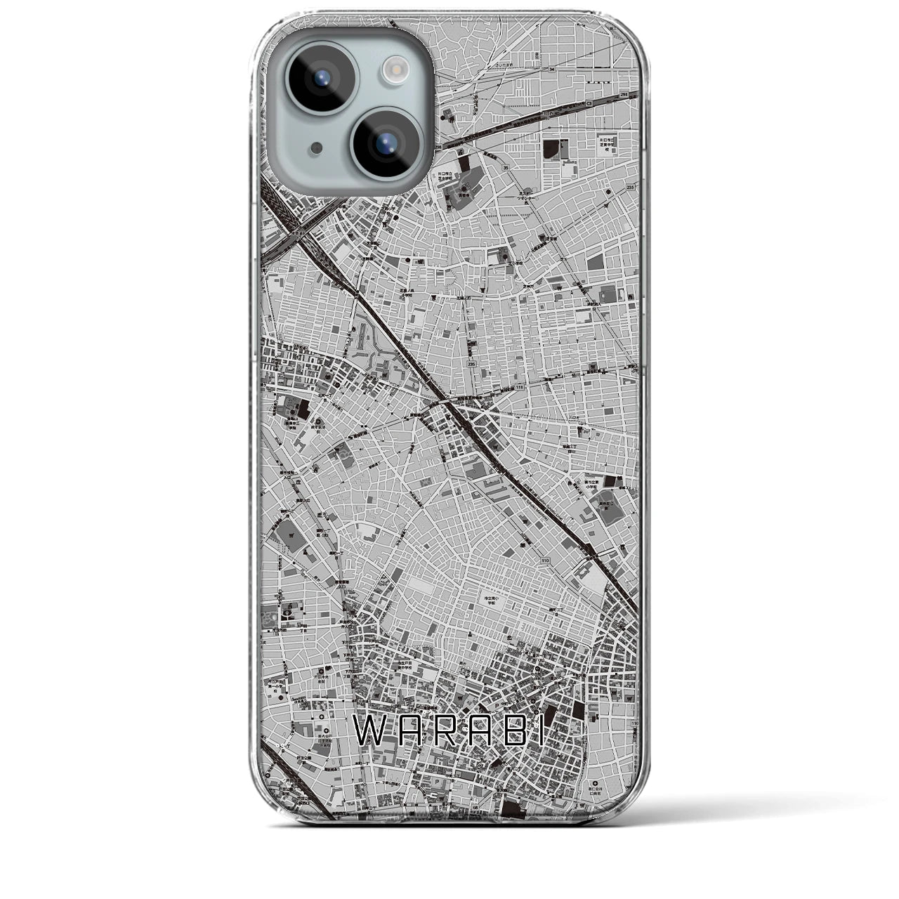 【蕨(埼玉県)】地図柄iPhoneケース(クリアタイプ)