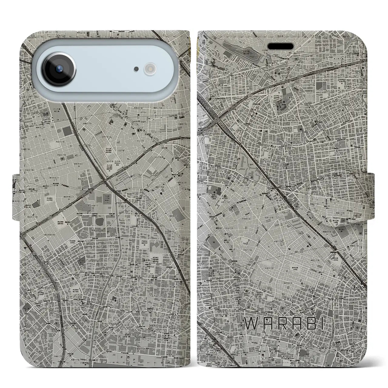 【蕨(埼玉県)】地図柄iPhoneケース(手帳タイプ)