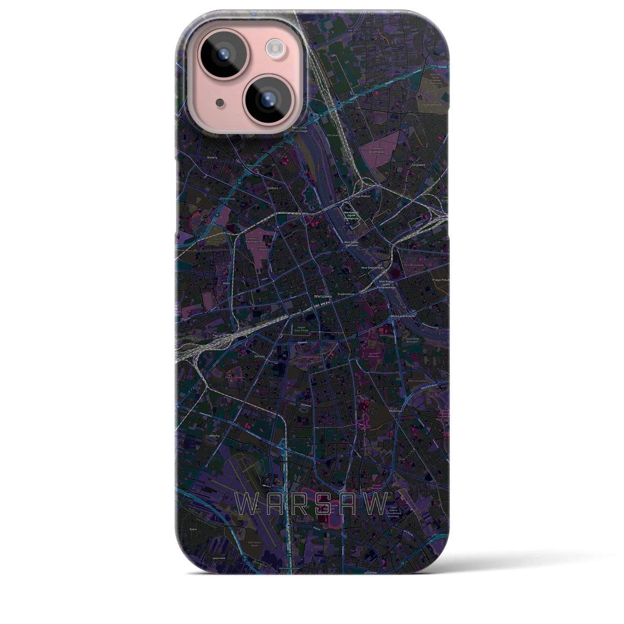 【ワルシャワ(ポーランド)】地図柄iPhoneケース(バックカバータイプ)