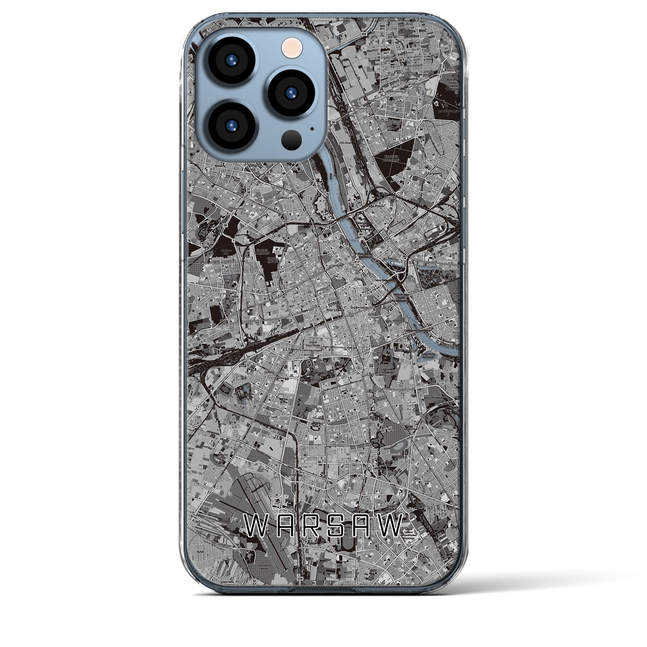 【ワルシャワ(ポーランド)】地図柄iPhoneケース(クリアタイプ)