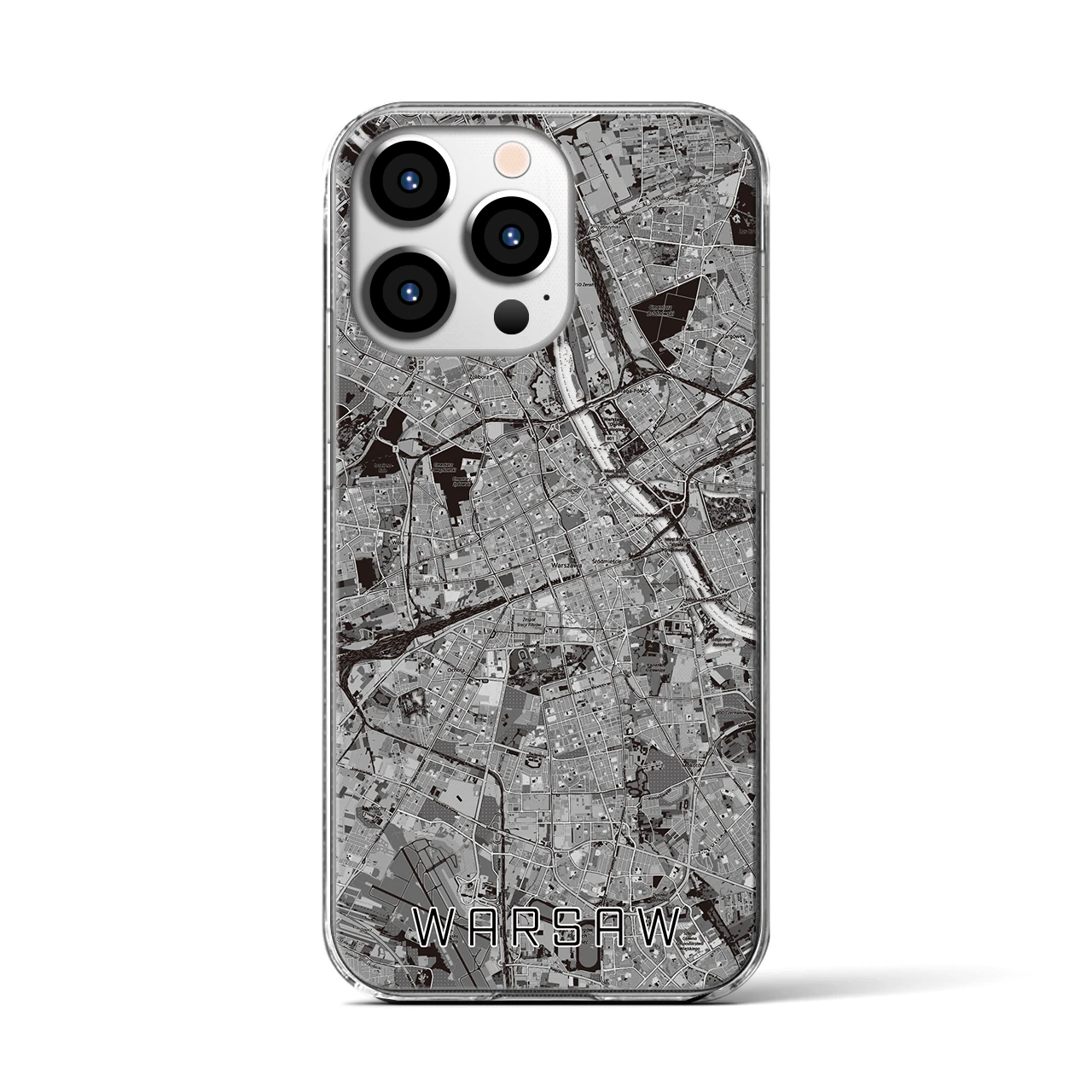 【ワルシャワ(ポーランド)】地図柄iPhoneケース(クリアタイプ)