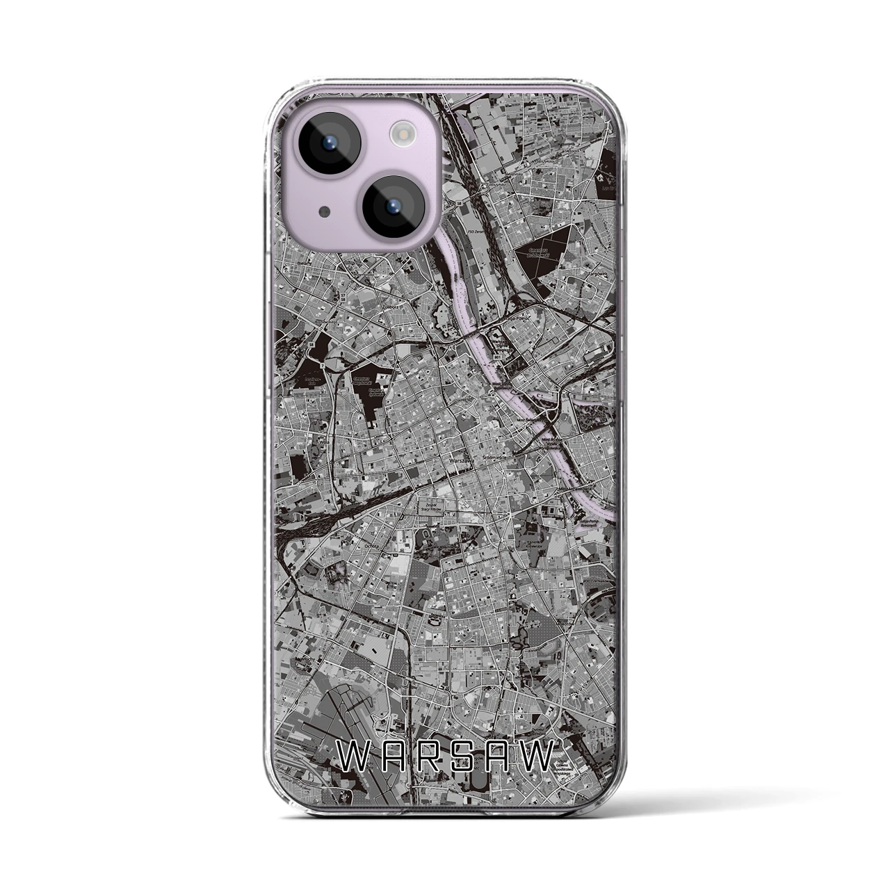 【ワルシャワ(ポーランド)】地図柄iPhoneケース(クリアタイプ)