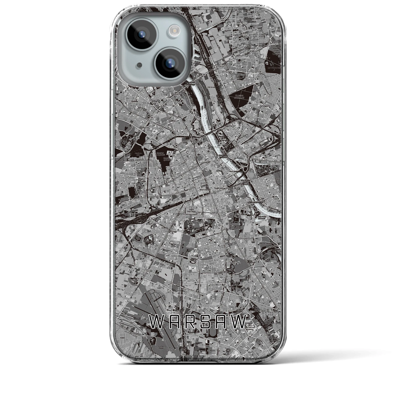 【ワルシャワ(ポーランド)】地図柄iPhoneケース(クリアタイプ)