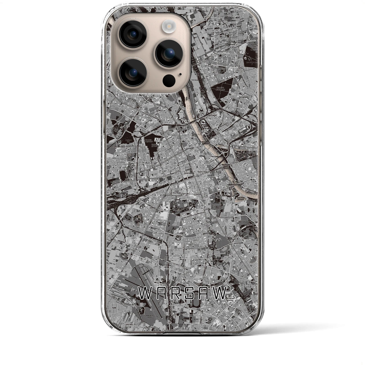 【ワルシャワ(ポーランド)】地図柄iPhoneケース(クリアタイプ)