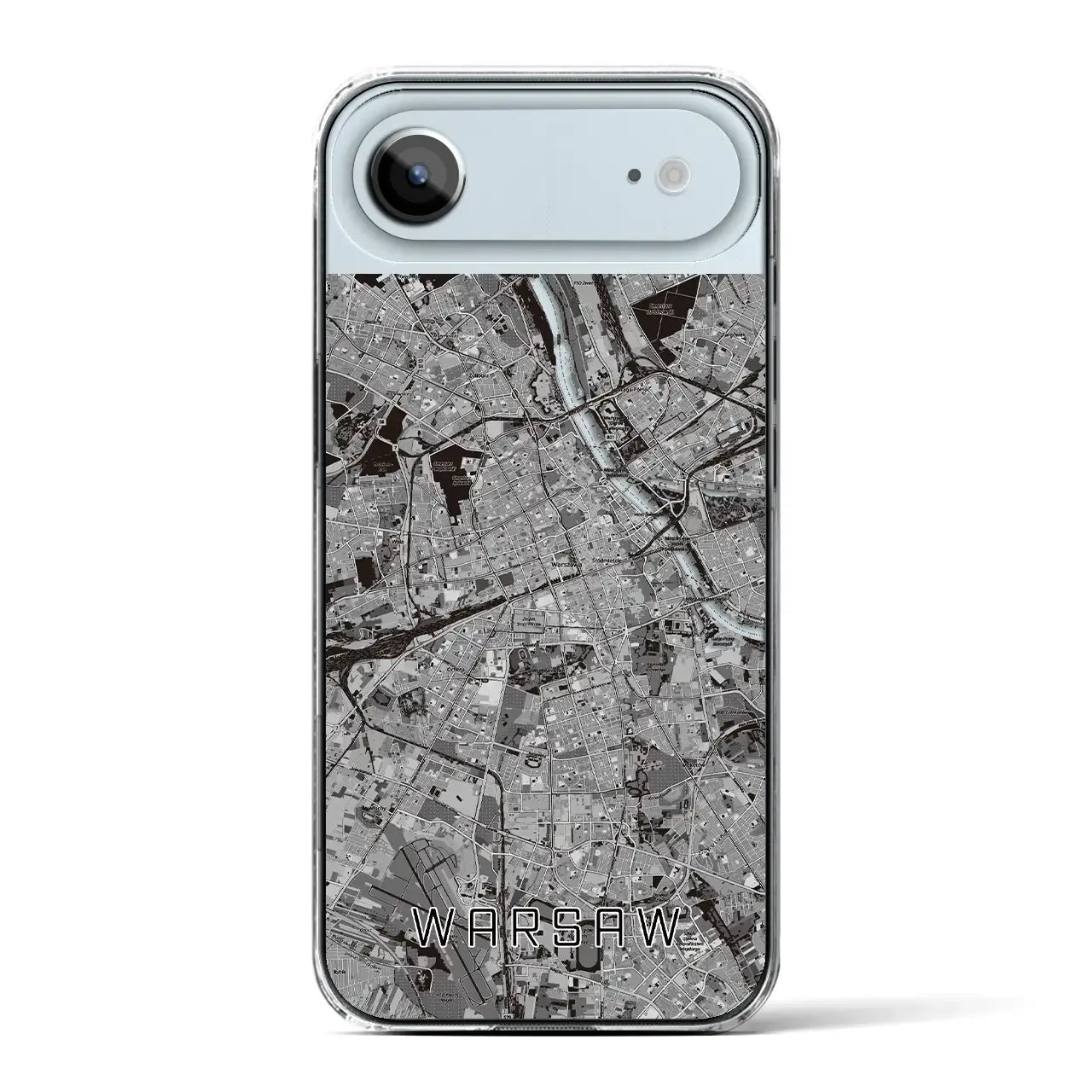 【ワルシャワ(ポーランド)】地図柄iPhoneケース(クリアタイプ)モノトーン・iPhone 17 Pro Max 用