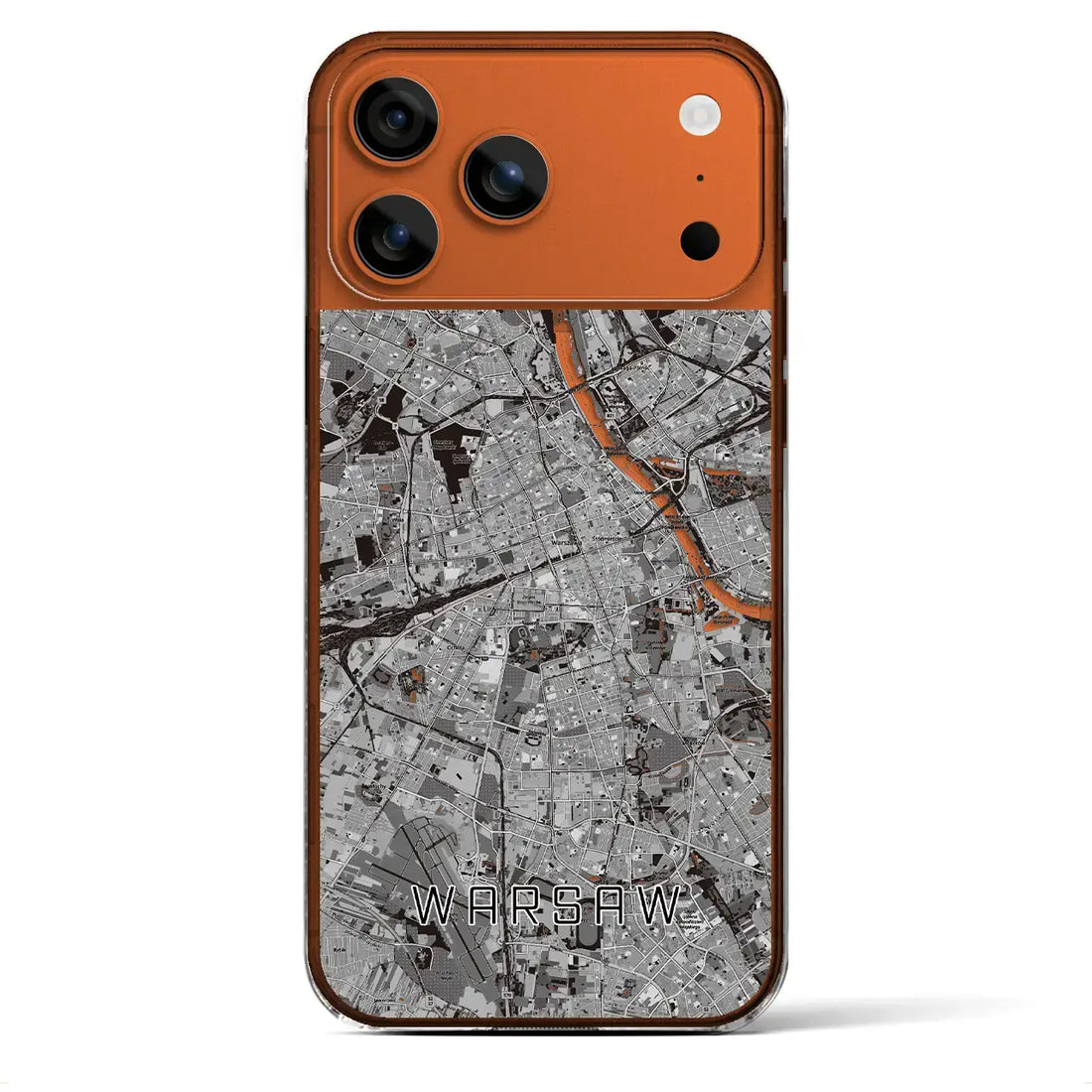 【ワルシャワ(ポーランド)】地図柄iPhoneケース(クリアタイプ)モノトーン・iPhone 17 Pro Max 用