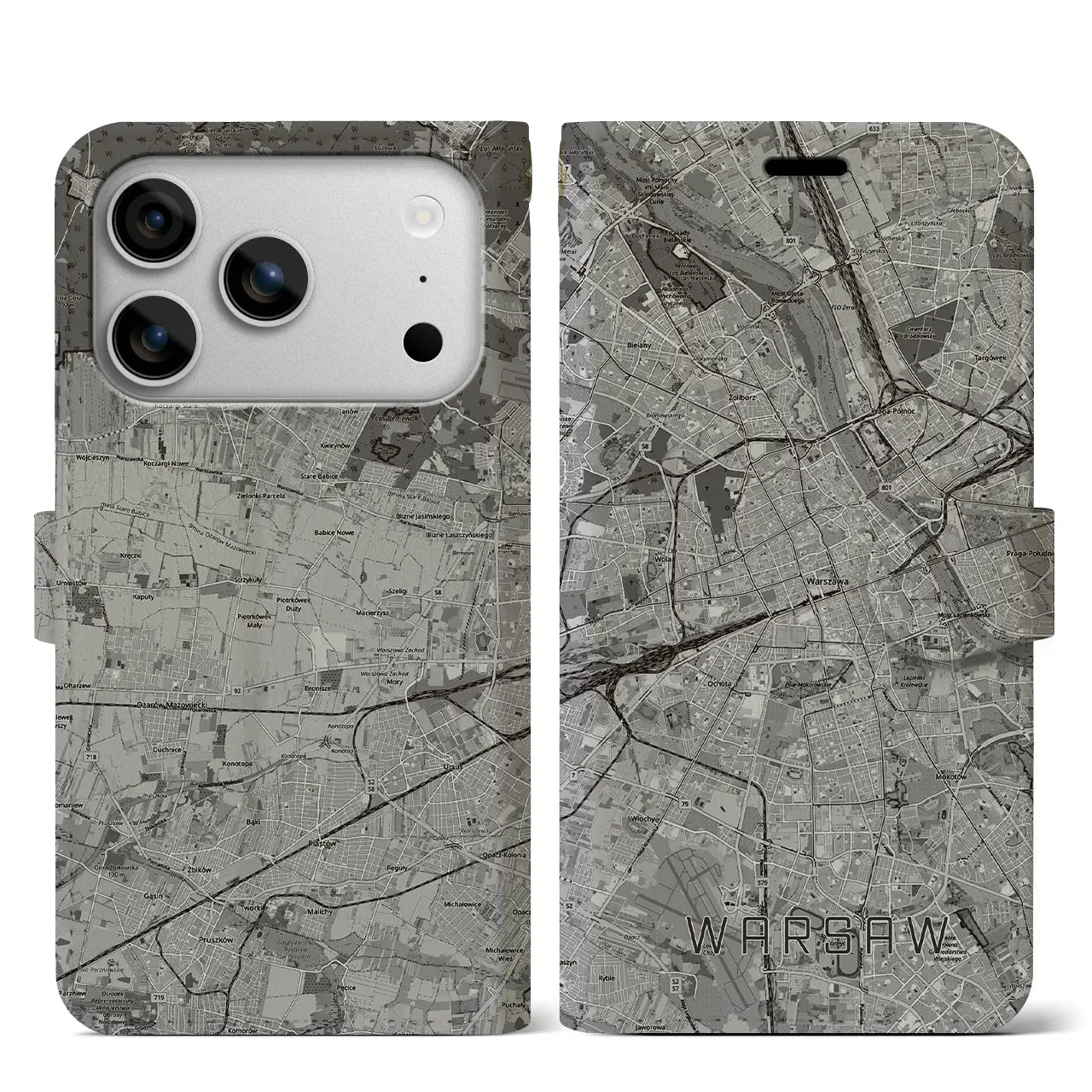 【ワルシャワ(ポーランド)】地図柄iPhoneケース(手帳タイプ)