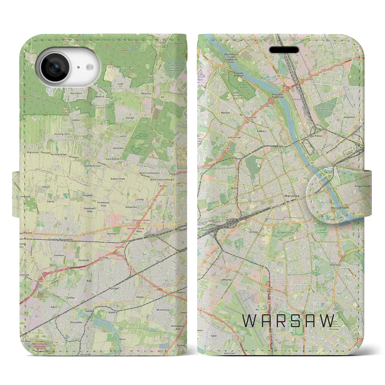 【ワルシャワ(ポーランド)】地図柄iPhoneケース(手帳タイプ)