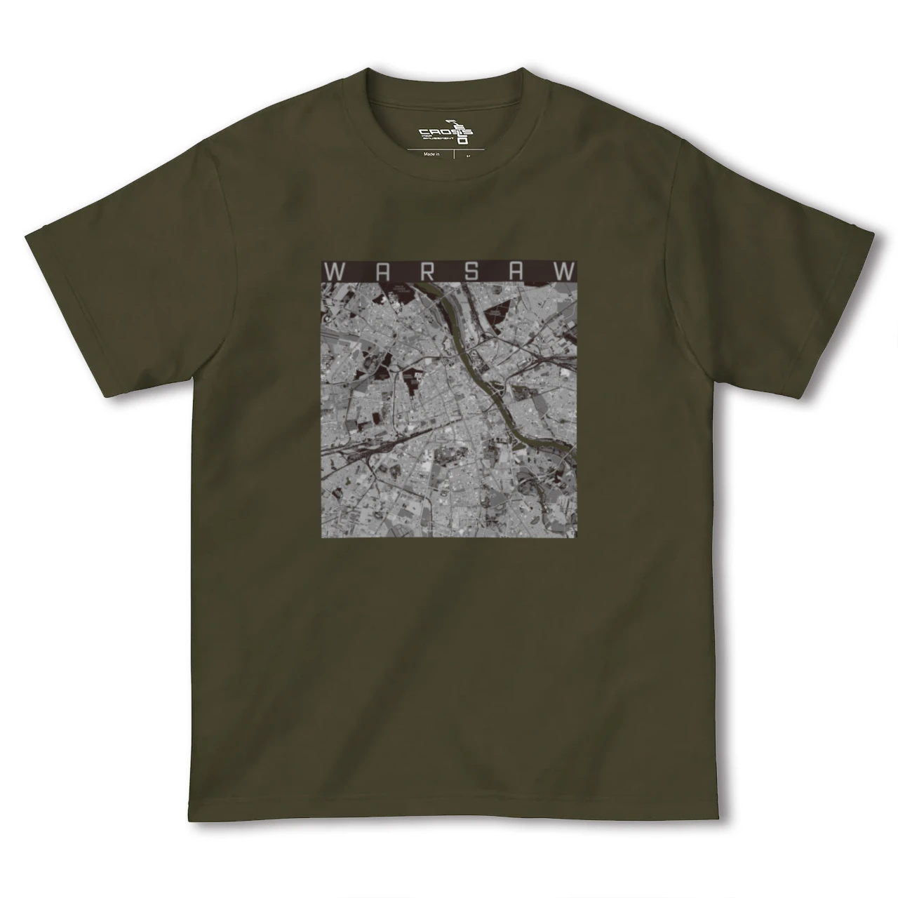 【ワルシャワ(ポーランド)】地図柄ヘビーウェイトTシャツ
