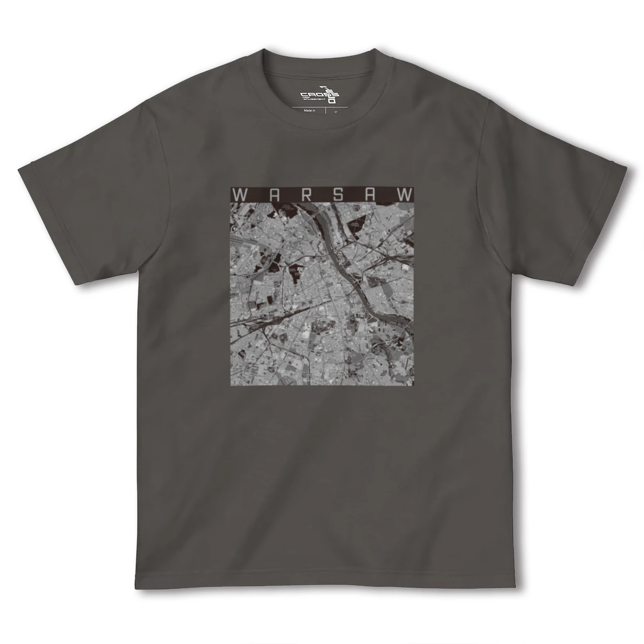 【ワルシャワ(ポーランド)】地図柄ヘビーウェイトTシャツ