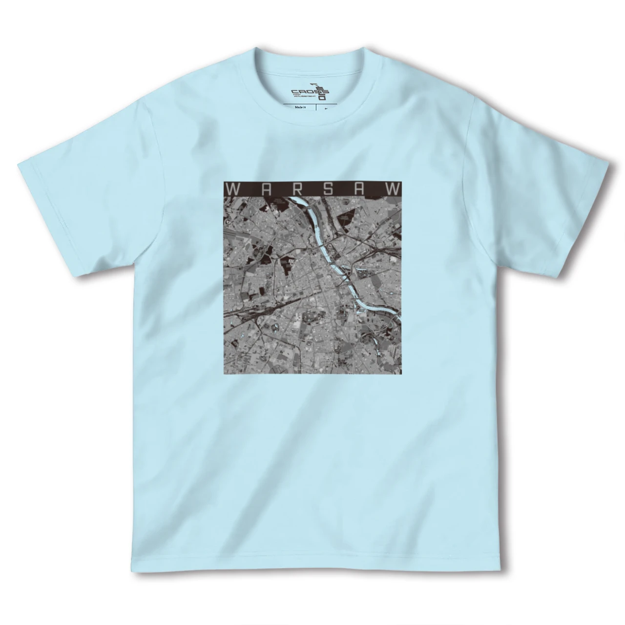【ワルシャワ(ポーランド)】地図柄ヘビーウェイトTシャツ