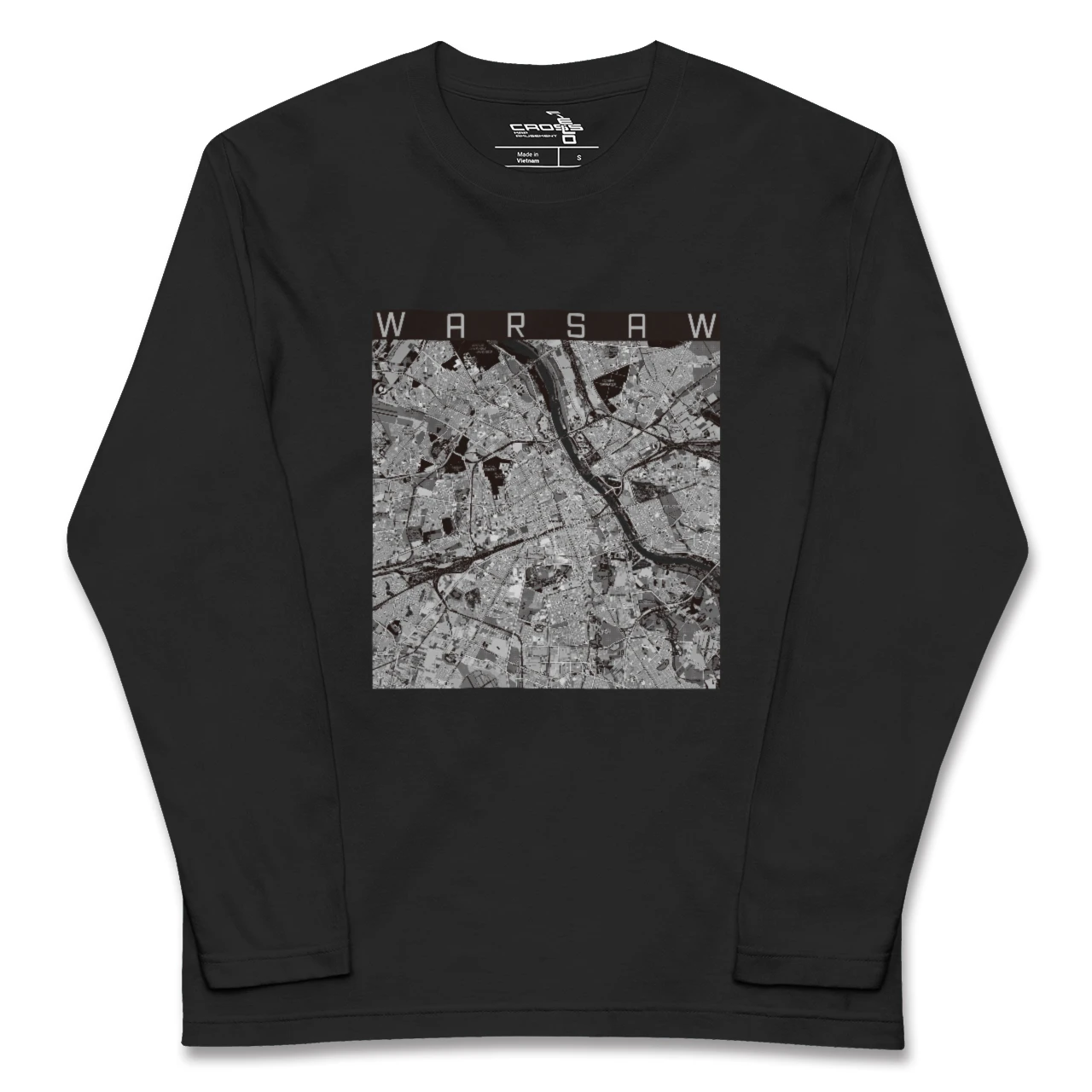 【ワルシャワ(ポーランド)】地図柄ロングスリーブTシャツ