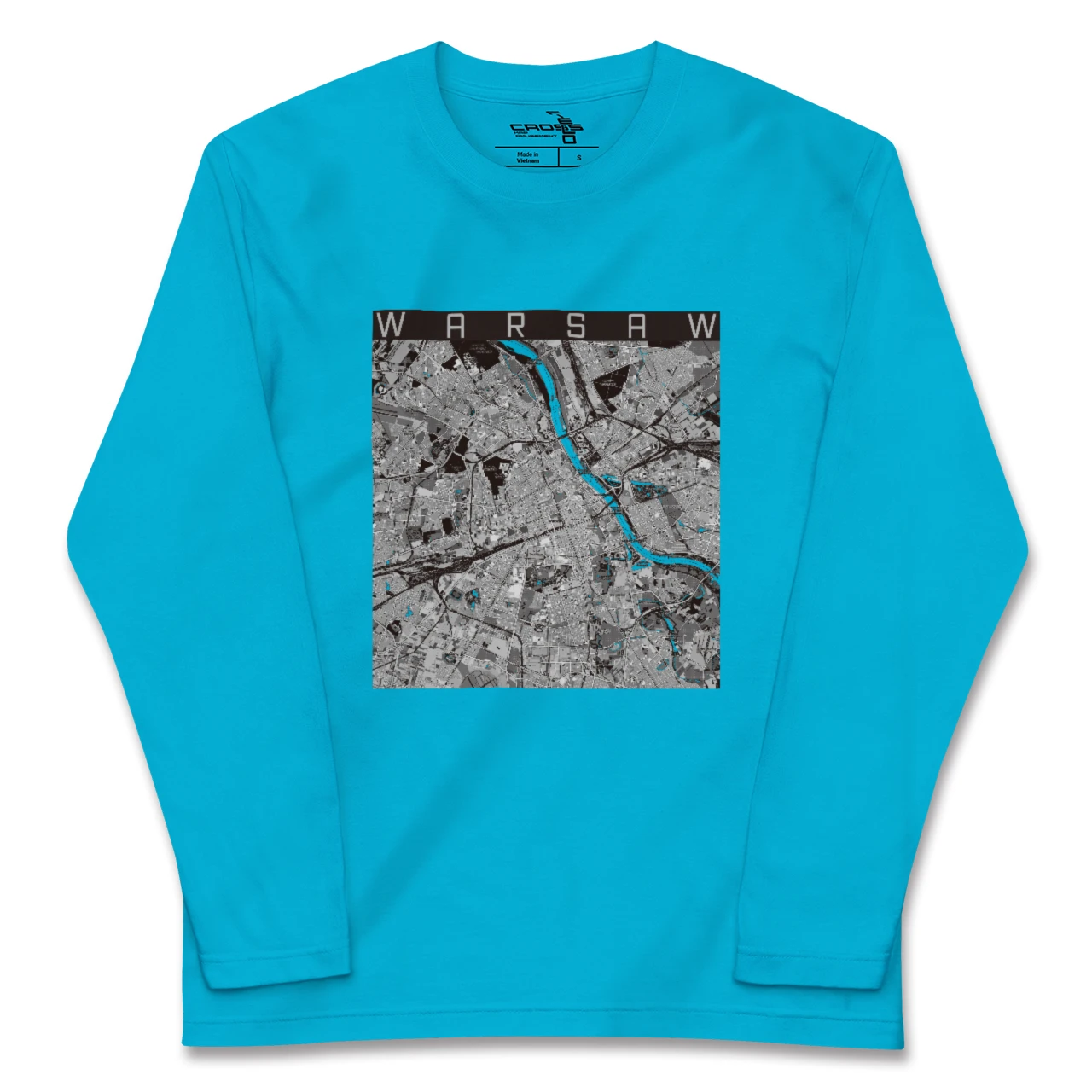 【ワルシャワ(ポーランド)】地図柄ロングスリーブTシャツ