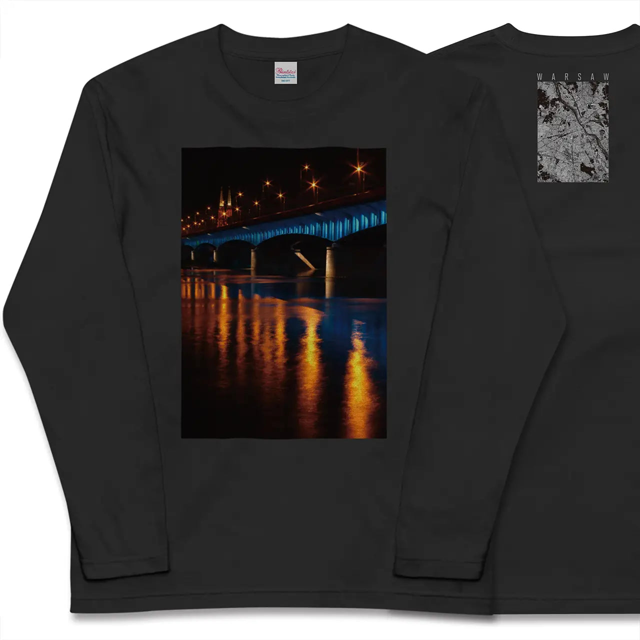 【ワルシャワ(ポーランド)】Map World ロングスリーブTシャツ