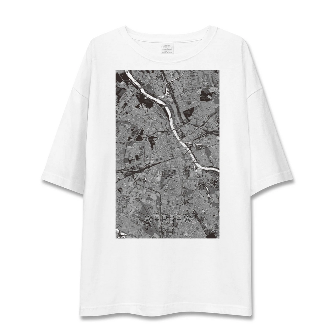 【ワルシャワ(ポーランド)】地図柄ビッグシルエットTシャツ