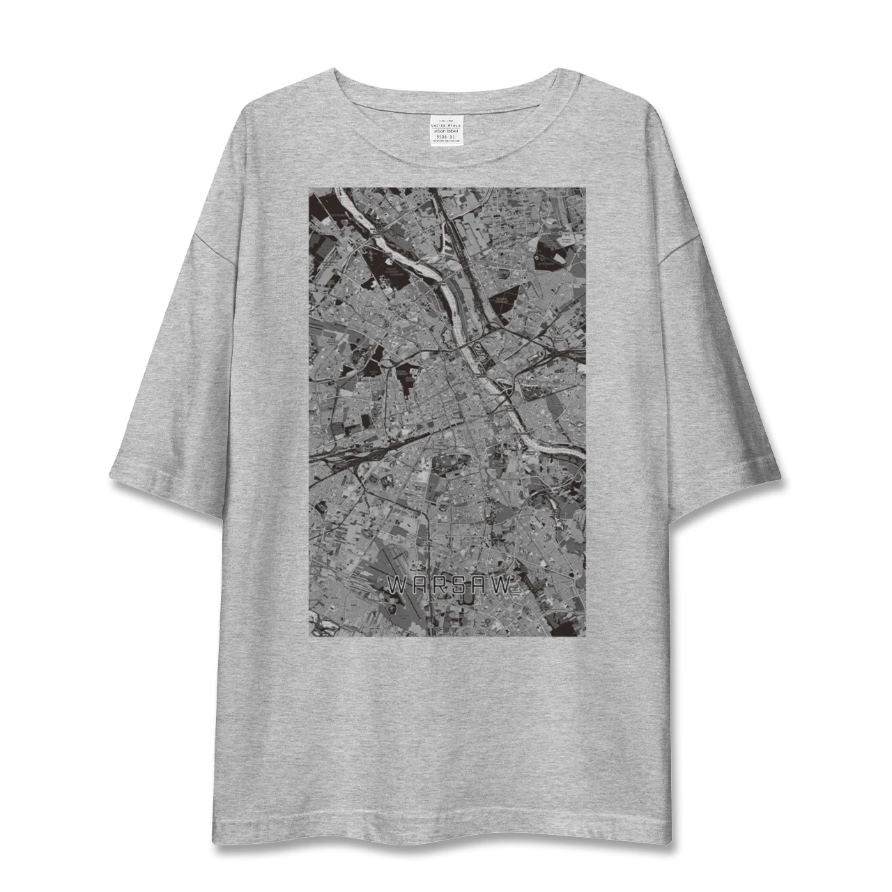【ワルシャワ(ポーランド)】地図柄ビッグシルエットTシャツ