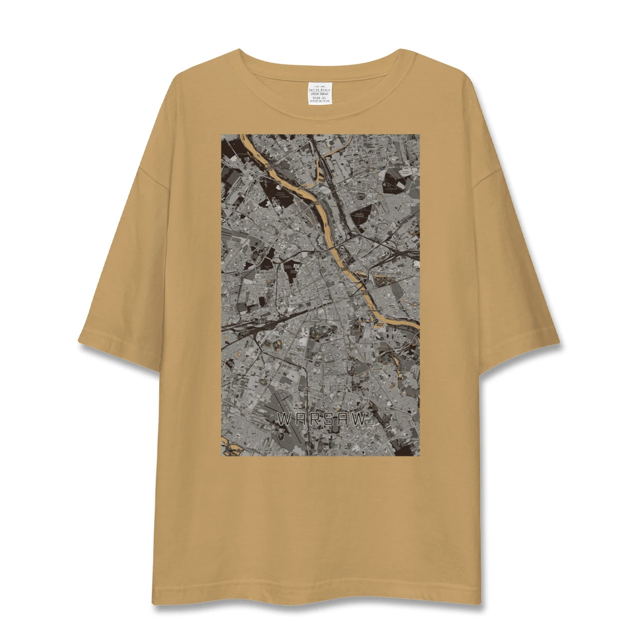 【ワルシャワ(ポーランド)】地図柄ビッグシルエットTシャツ