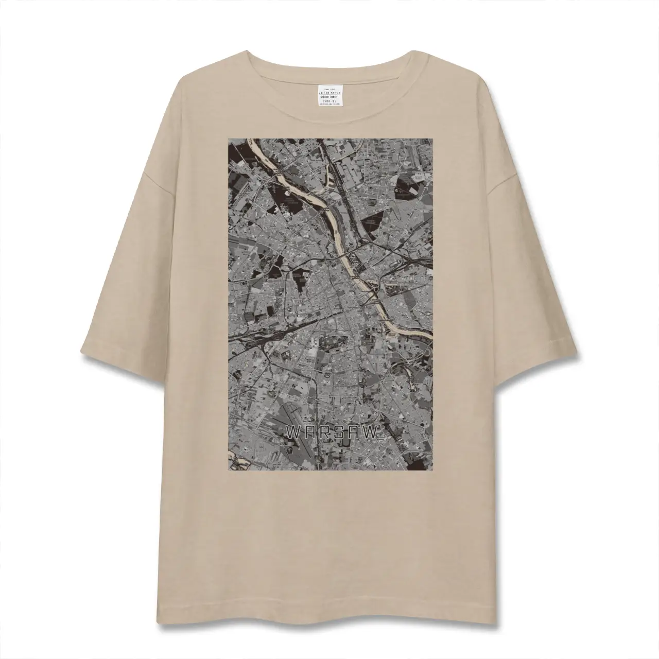 【ワルシャワ(ポーランド)】地図柄ビッグシルエットTシャツ