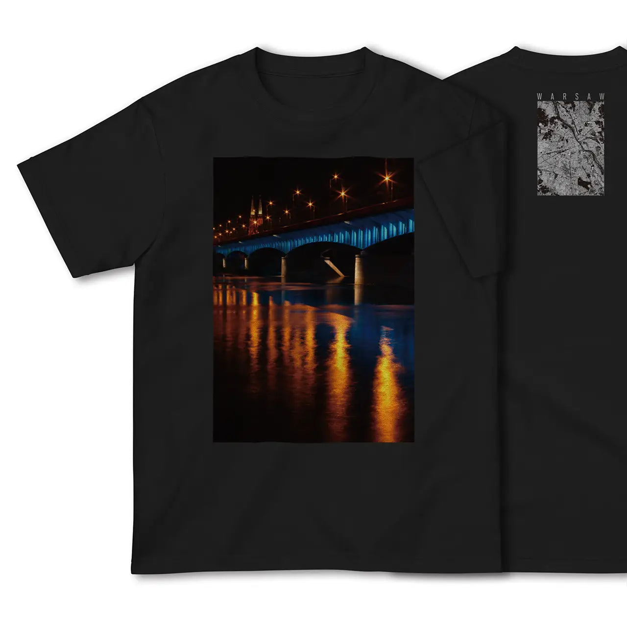 【ワルシャワ(ポーランド)】Map World ハイクオリティTシャツ