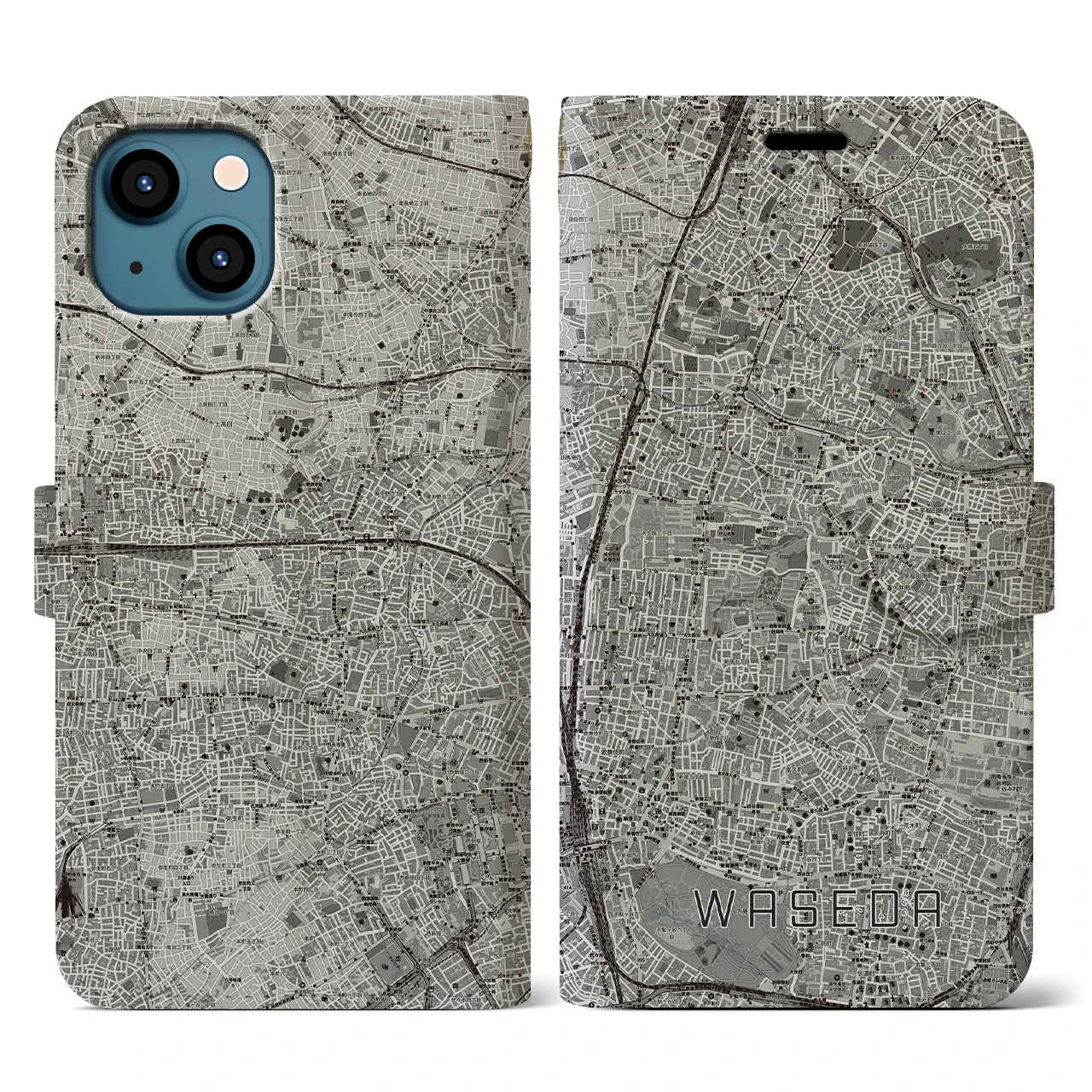 【早稲田2(東京都)】地図柄iPhoneケース(手帳タイプ)