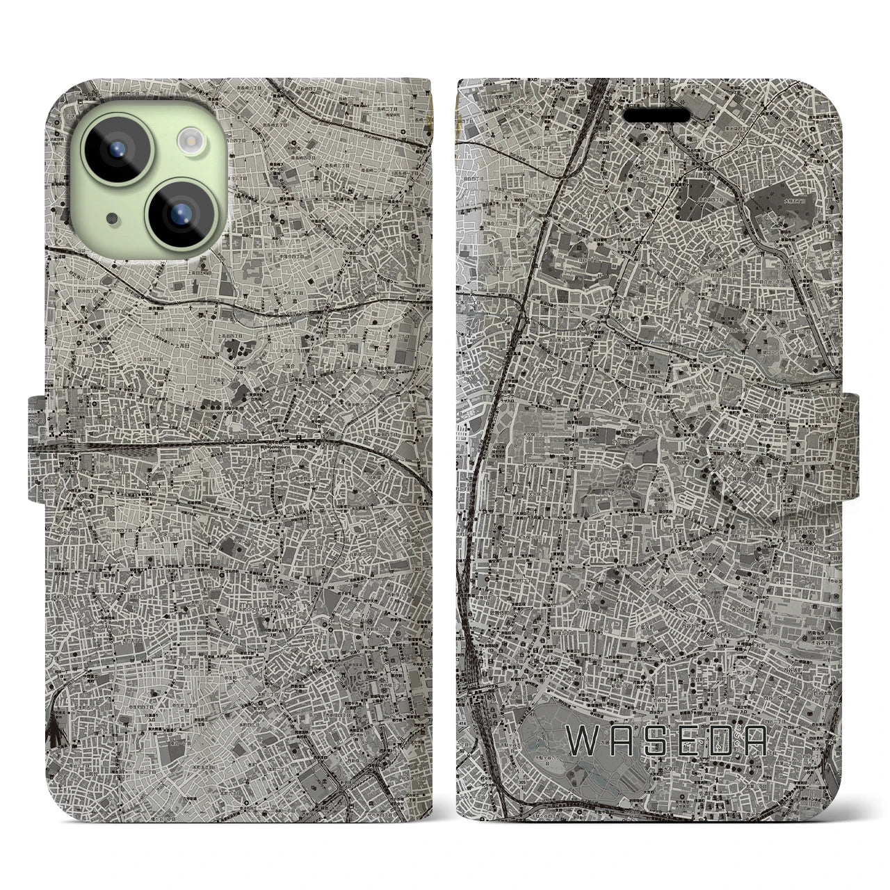 【早稲田2(東京都)】地図柄iPhoneケース(手帳タイプ)