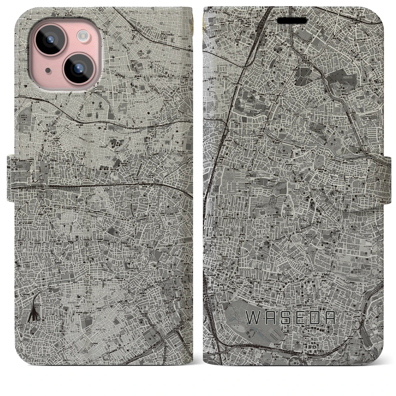 【早稲田2(東京都)】地図柄iPhoneケース(手帳タイプ)