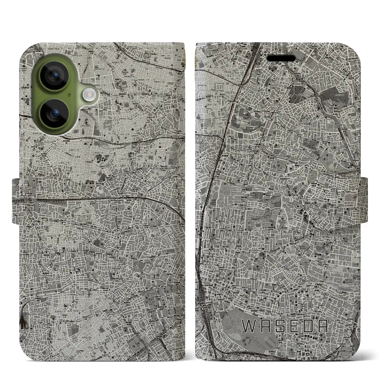 【早稲田2(東京都)】地図柄iPhoneケース(手帳タイプ)