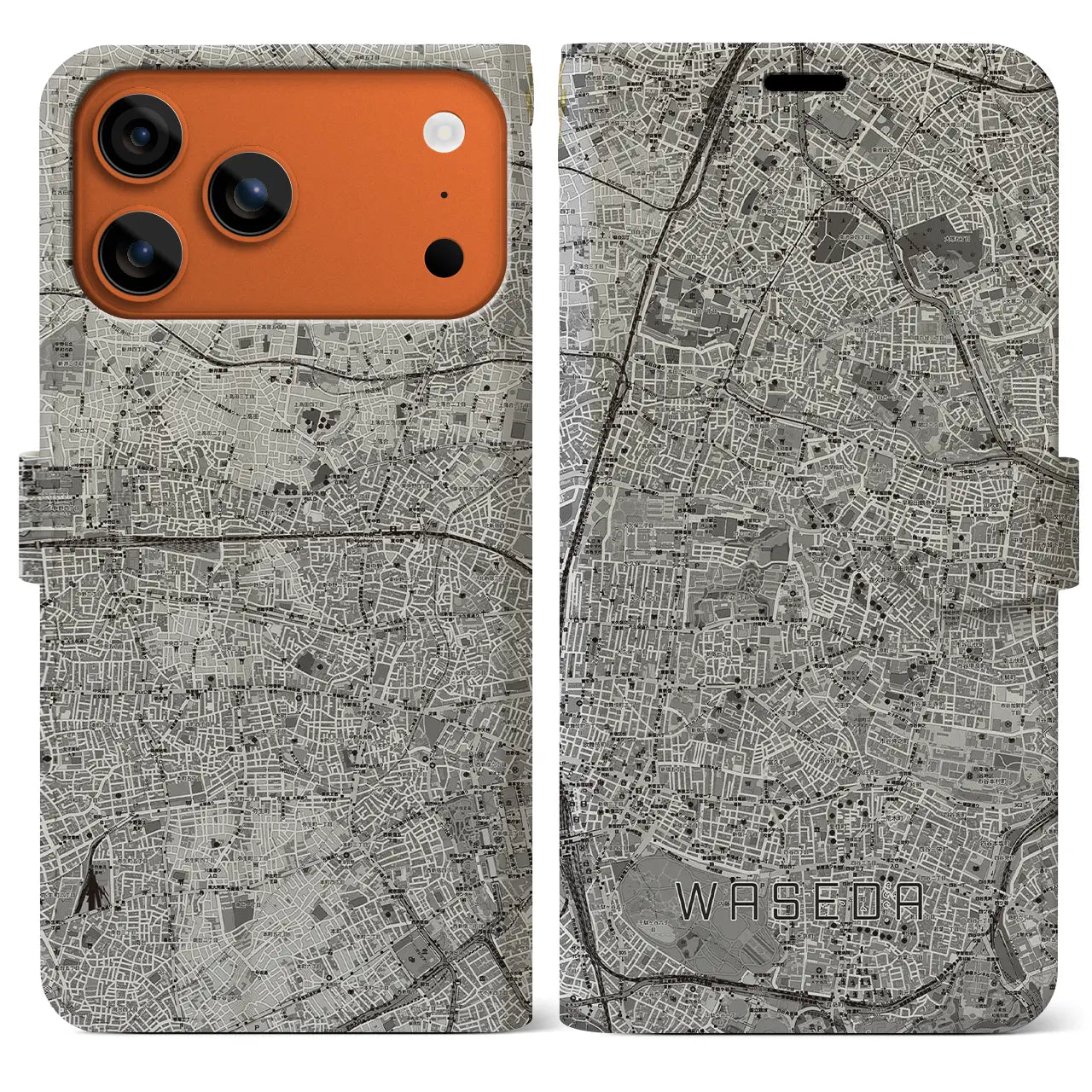 【早稲田2(東京都)】地図柄iPhoneケース(手帳タイプ)