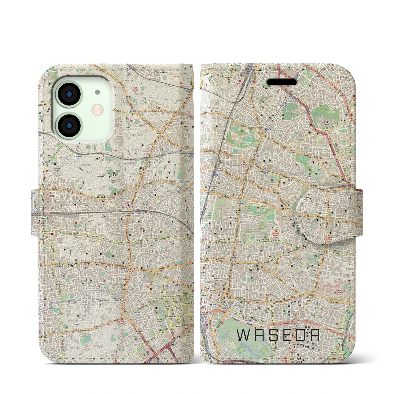 【早稲田2(東京都)】地図柄iPhoneケース(手帳タイプ)