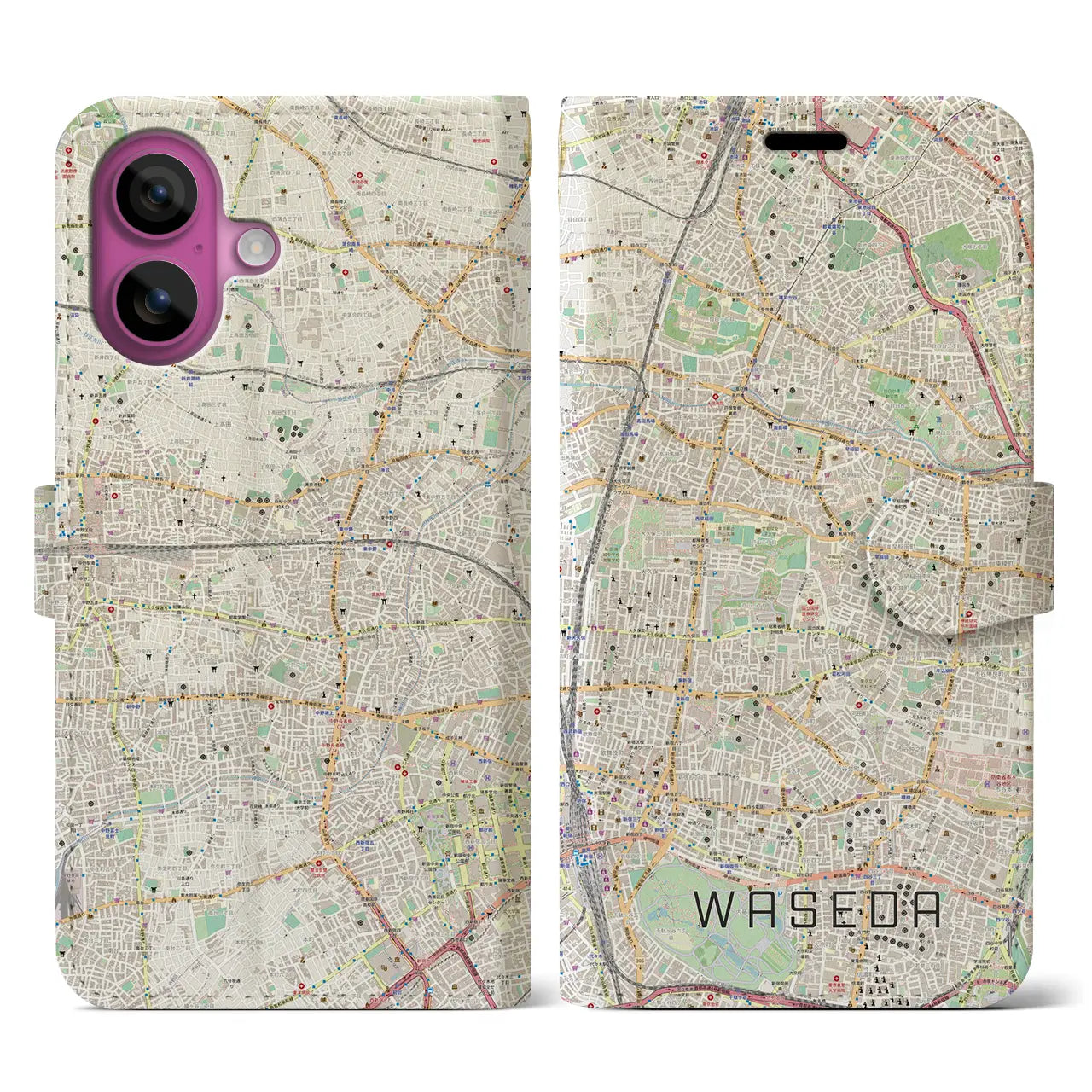 【早稲田2(東京都)】地図柄iPhoneケース(手帳タイプ)