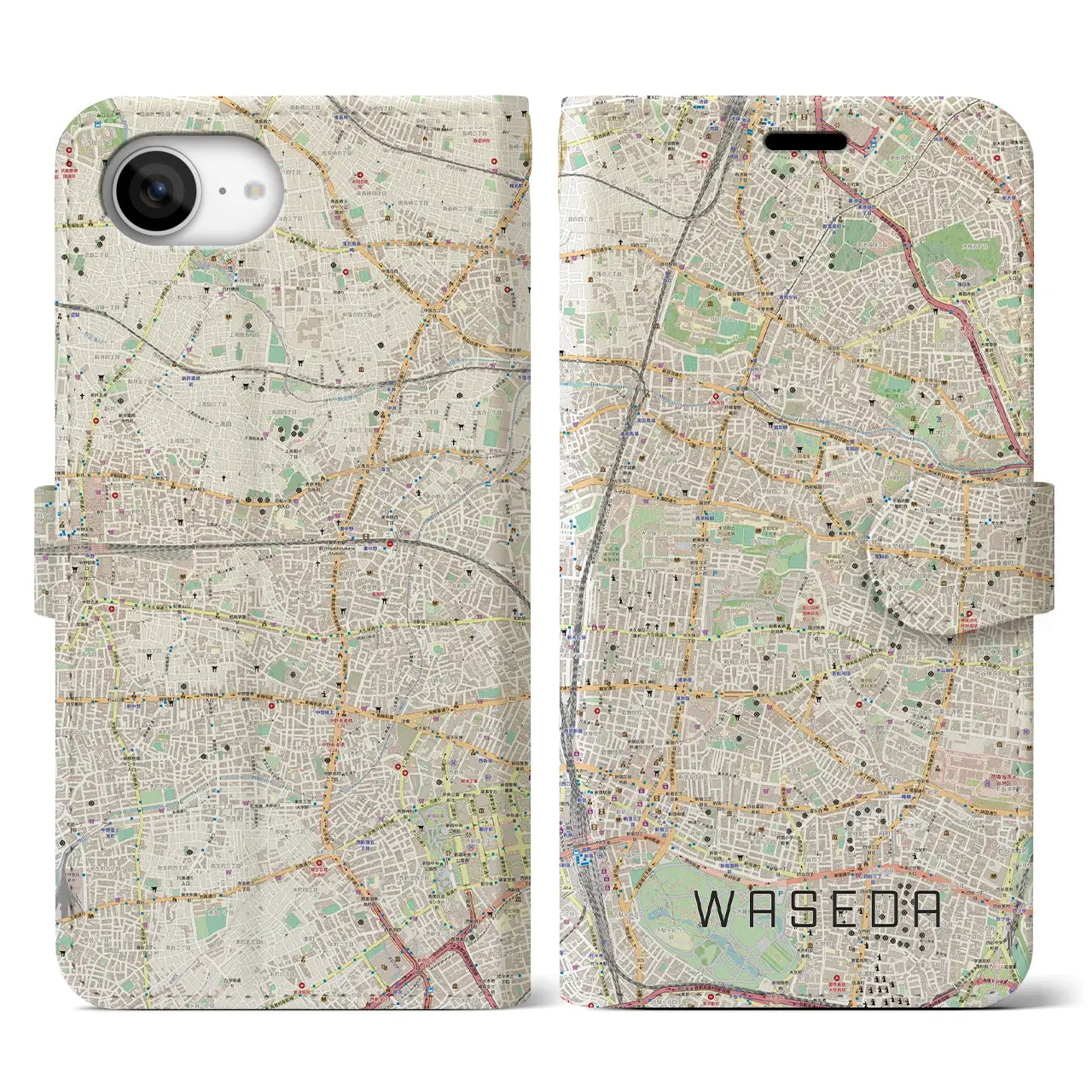 【早稲田2(東京都)】地図柄iPhoneケース(手帳タイプ)