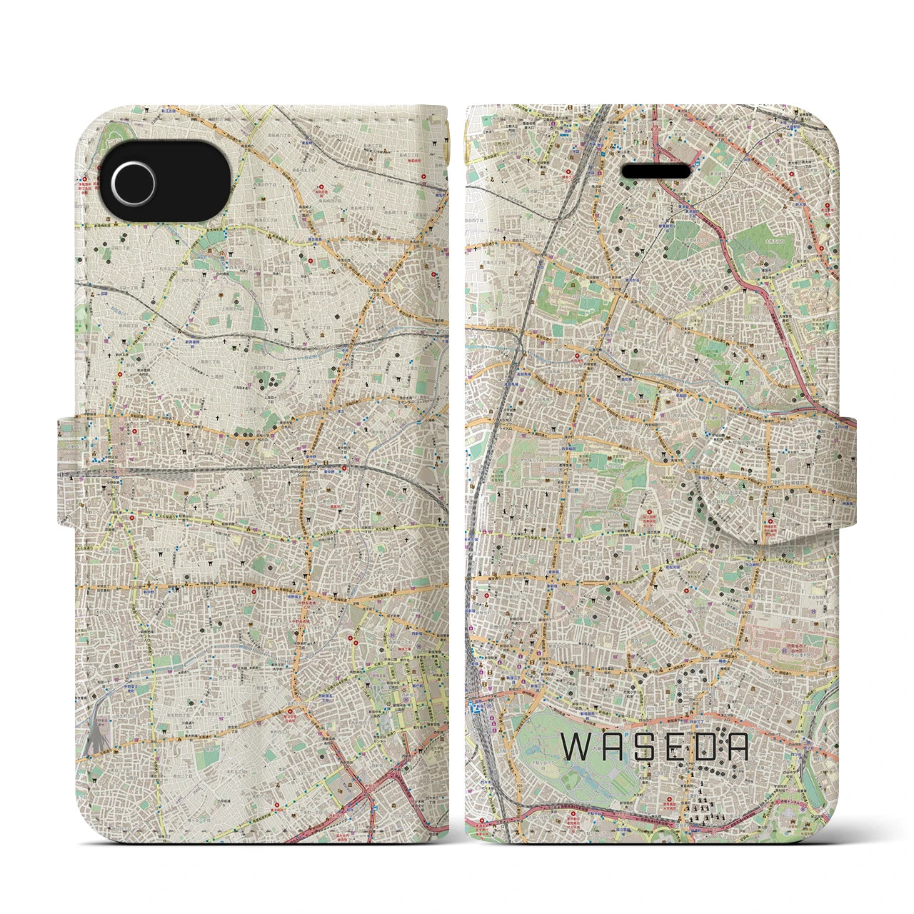 【早稲田2(東京都)】地図柄iPhoneケース(手帳タイプ)