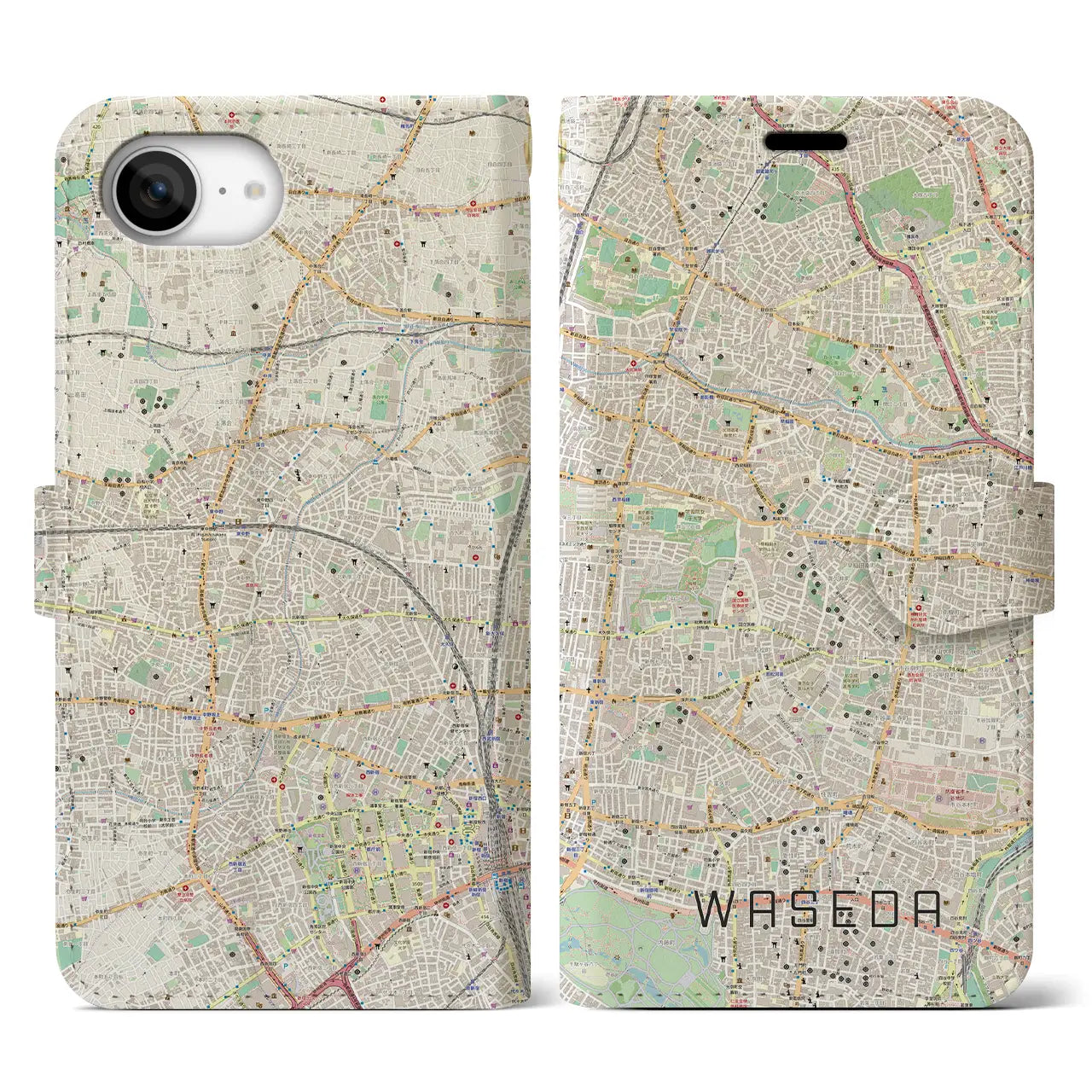 【早稲田(東京都)】地図柄iPhoneケース(手帳タイプ)