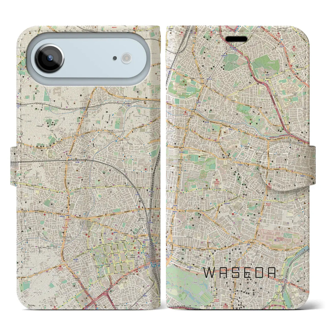 【早稲田(東京都)】地図柄iPhoneケース(手帳タイプ)ナチュラル・iPhone 17 Pro Max 用