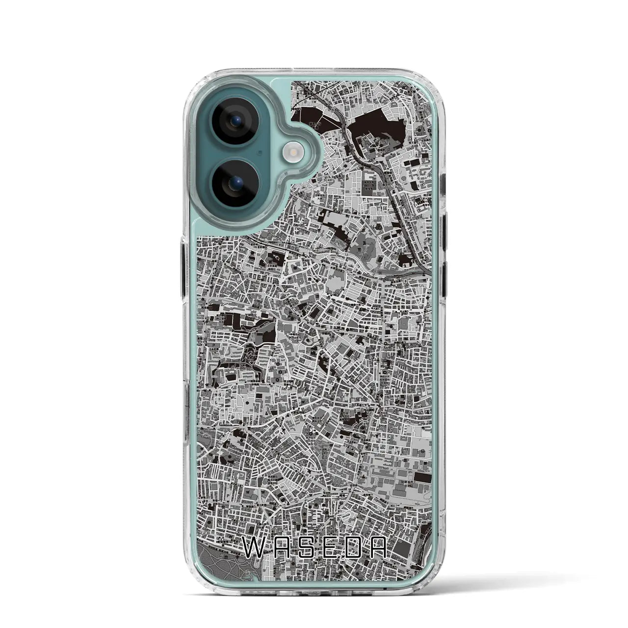 【早稲田(東京都)】地図柄iPhoneケース(MagSafeタイプ)モノトーン・iPhone 16 Pro 用