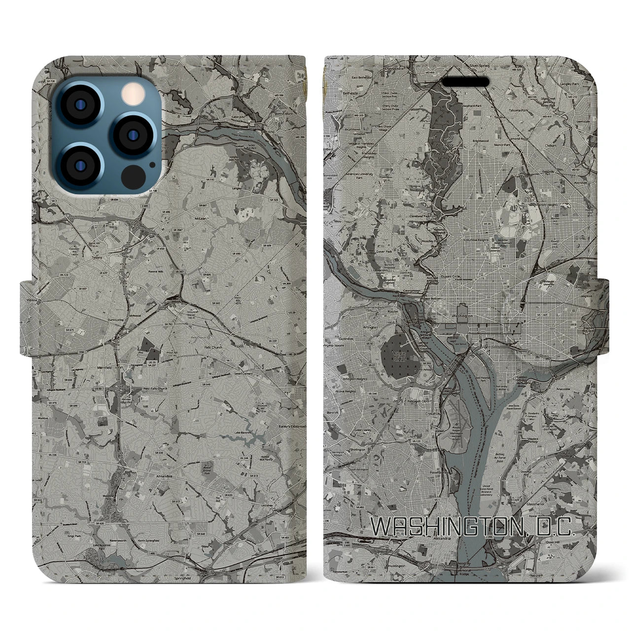 【ワシントンD.C.(アメリカ)】地図柄iPhoneケース(手帳タイプ)