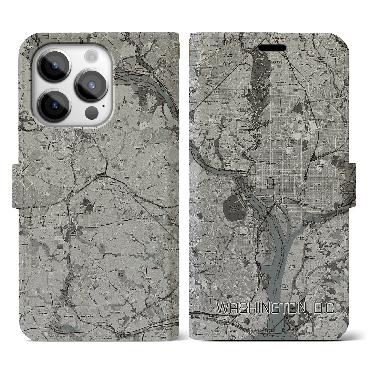 【ワシントンD.C.(アメリカ)】地図柄iPhoneケース(手帳タイプ)